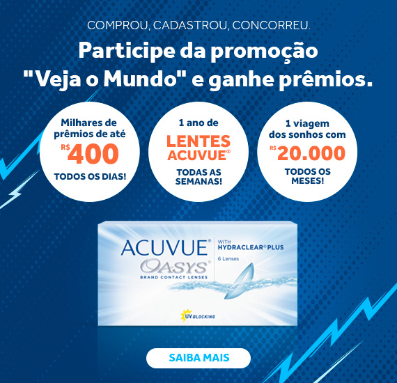 Compre lentes Acuvue e concorra a prêmios especiais! Saiba mais