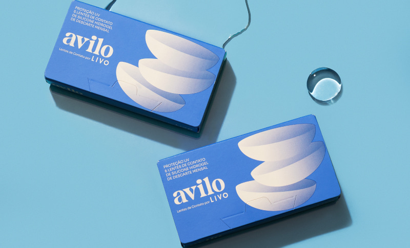  Caixa aberta das lentes de contato Avilo