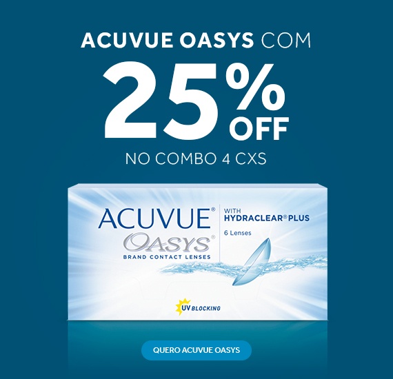 Lentes Acuvue com 25%OFF no combo 4 caixas! Saiba mais