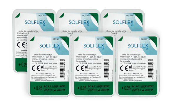 6 unidades de lentes de contato Solflex CL